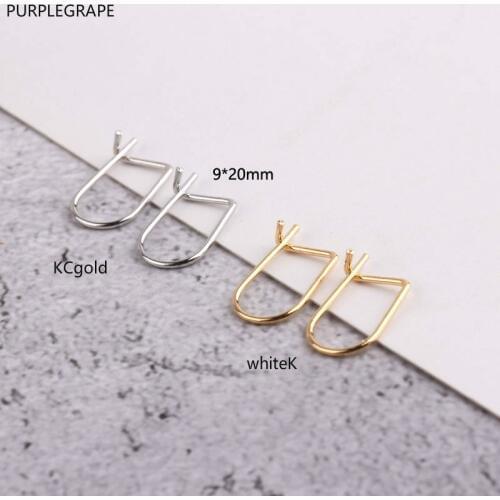 PURPLEGRAPE 18K copper plated gold Mini French small ear hook Buckle earrings Material DIY handmade jewelry accessories 10pieces
