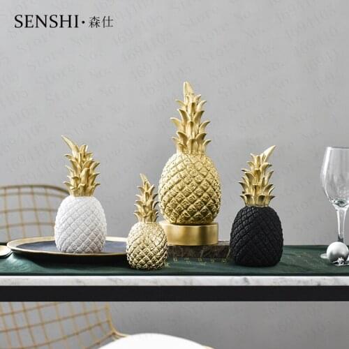 Nordic Simple Golden Pineapple Home Decoration Ornaments Resin Crafts Creative Restaurant Wine Cabinet Decor igurine Crafts