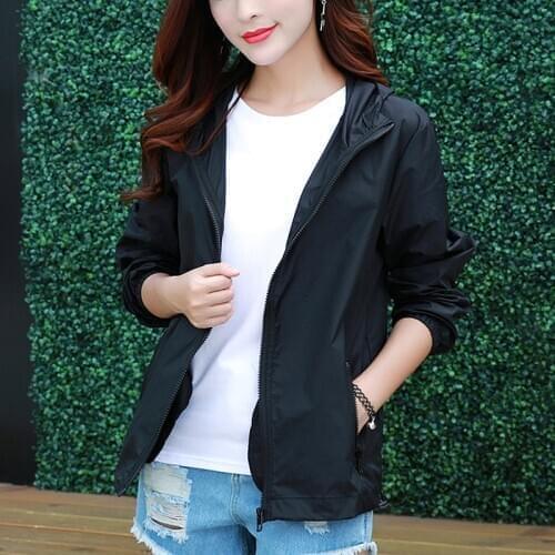 2021 Summer Autumn Thin Sun Protection Clothing Jackets Zipper Lightweight Breathable Hooded Coat Women Causal Sport Jackets