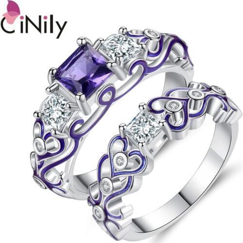 CiNily Created Multi-colors Stone Enamel Cubic Zirconia Silver Plated Rings Wholesale for Women Jewelry Ring Size 6-9 NJ11147