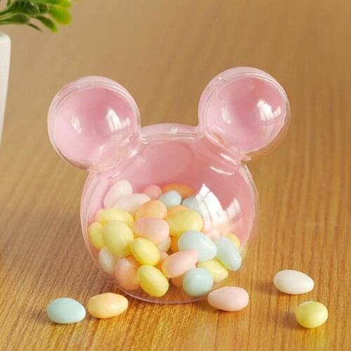 12pcs/lot New Mickey Shape Plastic Candy Box Baby Shower Birthday Personalized Gift Box Small Storage Box Party Supplies