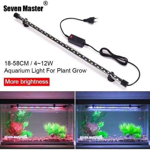 18-58CM Aquarium Light LED Aquatic Plant Light Waterproof Fish Tank Light Underwater Aquariums Decor Lighting 90-260V
