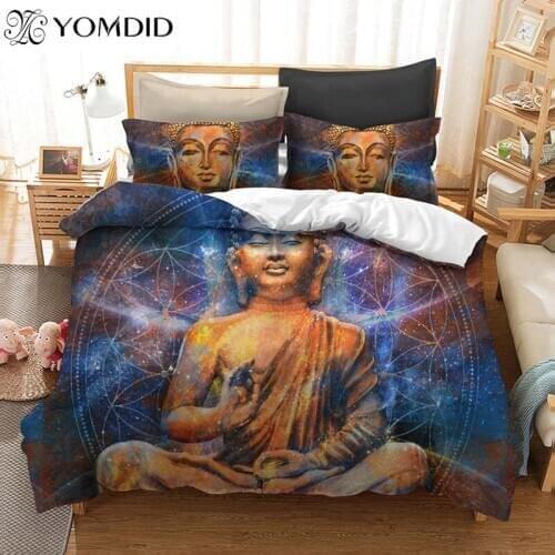 2/3pcs Buddha Bedding Set Geometric Buddha Duvet Cover With Pillowcase Double/Queen/King Duvet Cover Set Bedroom Bedding set