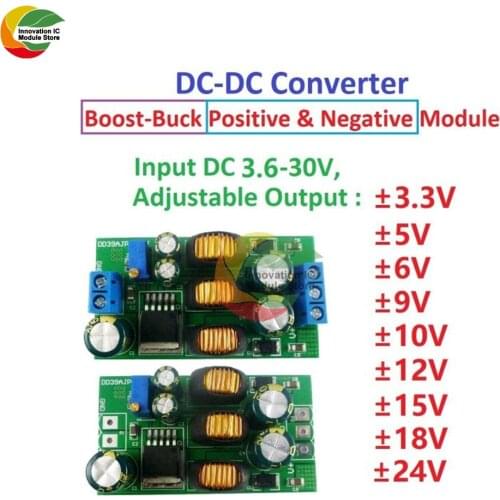 2 in 1 20W Boost-Buck Dual Output Voltage Module 3.6-30V to +-3-30V Adjustable output DC DC Step-up Step-down Converter Board