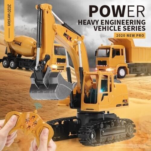 2020 NEW 2.4G Large Alloy Remote Control Excavator Tipper Mixer RC Excavation Engineering Car Childrens Charging Dynamic Toy