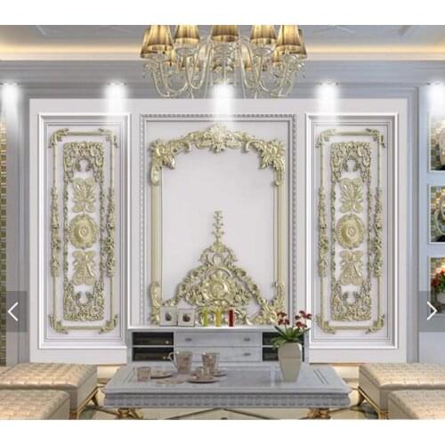 Custom papel de parede 3d, siding gold embossed flower murals for living room bedroom sofa background home decoration wallpaper