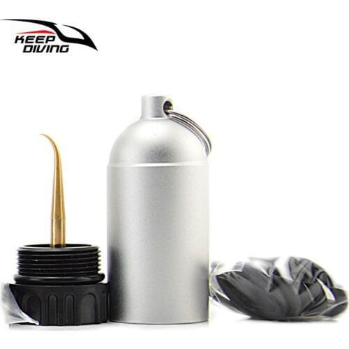 Aluminum Alloy Mini Scuba Dive Tank Key Ring with 12 O-Rings and Brass Pick for Scuba Diving Regulator Dive BCD