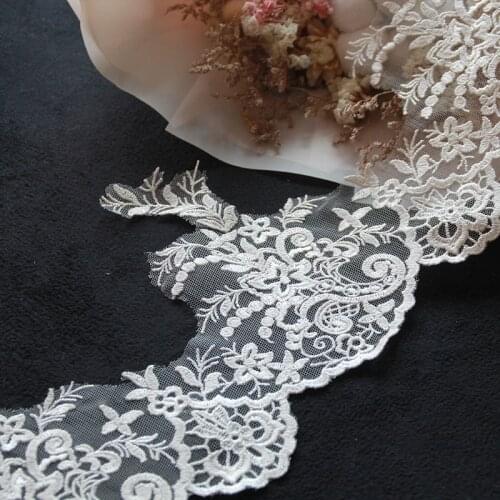 Off white Italian style embroidered lace wedding dress skirt cosplay Accessories