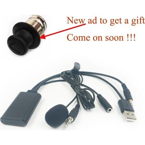 Biurlink Universal Car Bluetooth 5.0 AUX/AUX-IN USB Adapter Microphone Wiring USB Charging 5V/12V for Volkswagen BMW Hyundai