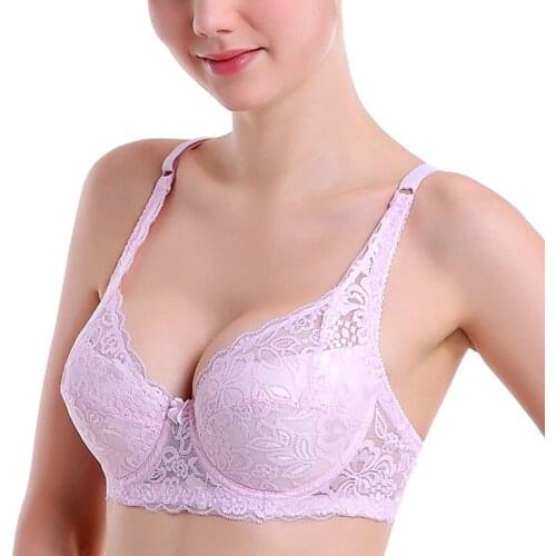 Push Up Bra Female Summer Thin Breathable Sexy Lace Lingerie Brassiere Fashion Stretch Adjustable Strap Pure Color Plus Size Bra
