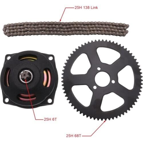 25H Chain 138 Links 68 Tooth Rear Sprocket 7 teeth Clutch Gear Box / T8F 108Links 54T Sprocket 6T For Mini moto Pocket Bike ATV