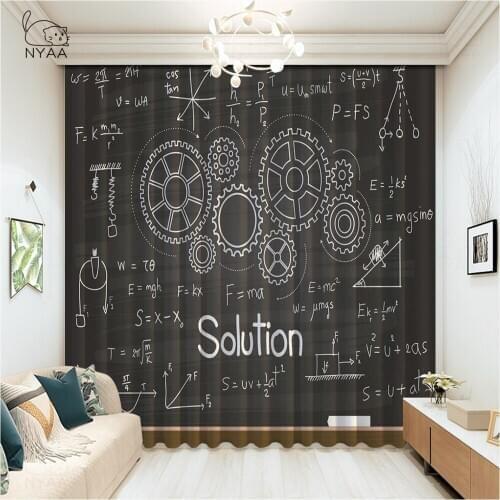 Black Board With Scientific Formula Curtain Living Room Blackout Curtains For Kids Room Modern Curtains On Windows Micro Shading