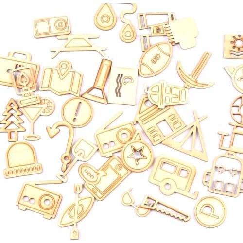 Mixed Shape Wooden Crafts for Kids DIY Scrapbooking Handmade Ornaments Wooden Embellishments Home Decor Handicrafts 20pcs/Lot