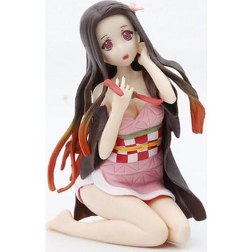 10cm Anime Demon Slayer Kimetsu No Yaiba Figure Kamado Nezuko PVC Action Figure Toy Car Decoration Model Doll Gifts