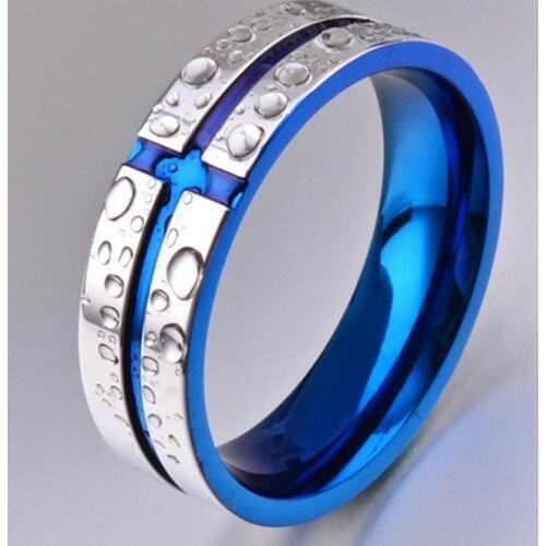 FntYcm Templar Cross Blue Ring Stainless Steel Wedding Mens Fashion Rings Cubic For Men Jewelry Cross Gold Absolute Ring