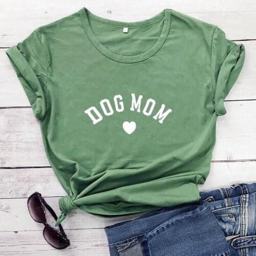 DOG MOM Printed New Arrival Womens Funny Casual 100%Cotton T-Shirt Dog Lover Shirts Gift For Dog Mom Pet Lover Life Tees