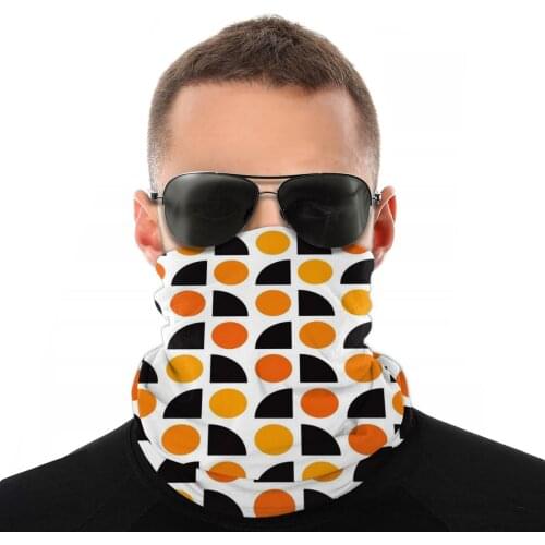 Geometric Orange Spots Scarves Half Face Mask Unisex Halloween Tube Mask Neck Bandanas Versatility Headband Biking Hiking
