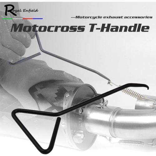Motorcycle Motocross muffler pipeT-Handle Exhaust Stand Spring Hook Puller Tool Motorcycle Kart Bike ATV Exhaust Systems Black