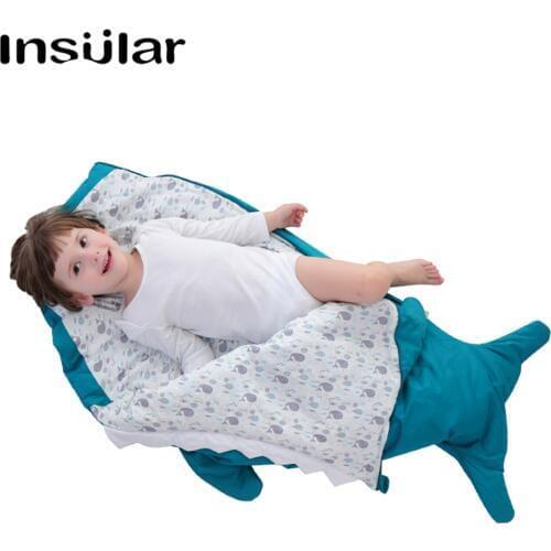 Hot Sale Cute Cartoon Shark Children Sleeping Bag Winter Children Sleep Sack Warm Children Blanket Large Warm Swaddle Sleepsacks