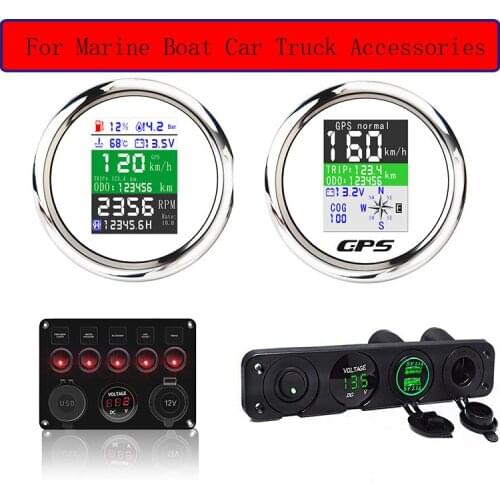 GPS Speedometer With GPS Antenna For Motorcycle Yacht Odometer Adjustable Trip ODO COG Voltmeter 9-32V Marine Boat Accessories