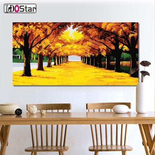 60x120cm golden autumn scene DIY Painting By Numbers Large Size Acrylic Paint On Canvas Modern Wall Home Decors