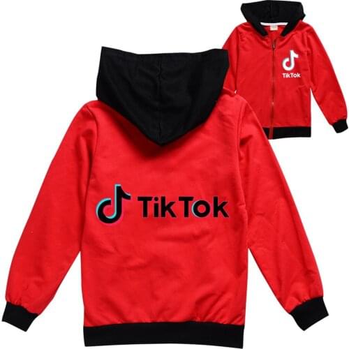 TIK TOK Hot Childrens jacket cartoon print cotton hooded long-sleeved zipper cardigan big boys girls jacket