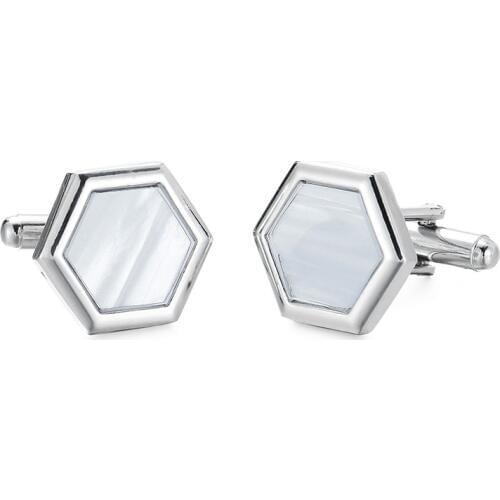 Fashion design style simple hexagon Cufflinks French shirt Cufflinks groom wedding clothing accessories, free delivery