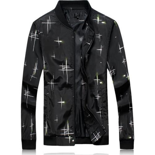 New Fashion Brand Mens Jacket 2018 Autumn Irregular Print Jacket Men Casual Stand Collar Printed Mens Zipper Jacket Coats 6XL