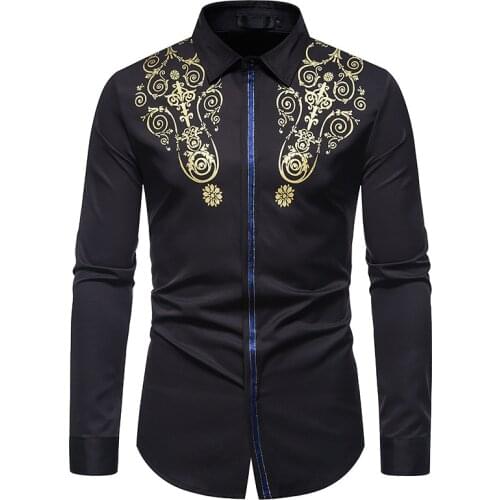 Mens African Floral Print Dress Shirts 2021 Fashion Casual Men African Clothes Slim Fit Long Sleeve Button Up Shirt Men Clothing