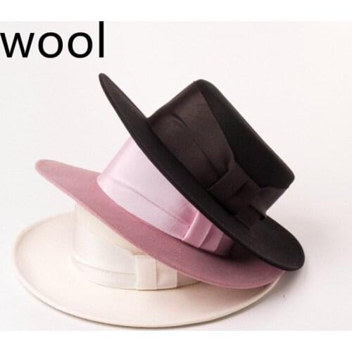 New style wool professional multicolor Fedora hat exquisite wool flat top casual fashion jazz hat Panama summer hat
