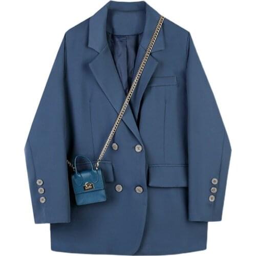 New Womens Jackets Autumn 2021 Loose Vintage Womens Blazer British Style Female Blazer Exquisite Suit Coat Appear Thin S-4xl