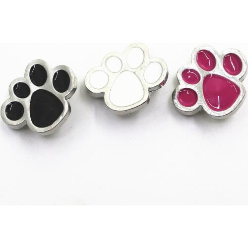 2019 Wholesale 10pcs Mix 3 color dog paw Snap Buttons 18mm Ginger enamel Snap Bracelet Bangles DIY Snap Jewelry Charms