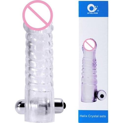 Penis Enlargement Sleeve Vibrator Condoms Reusable Extension Cock Sleeve Sex Toy for Men Delay Dildo Enhancer Adult Sex Products