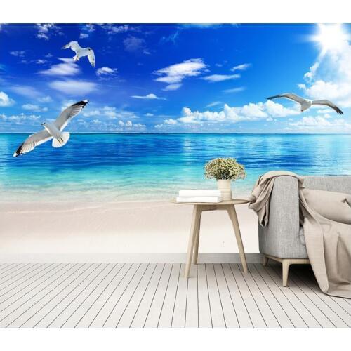Custom photo wallpaper for walls 3 d Mediterranean landscape mural Beach, sea, landscape background wall papers for living room