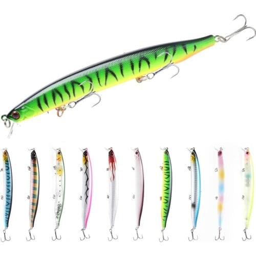 1PCS Long-Distance Fishing LURE 13.5CM 18.5G Plastic Artificial Bait Sea Bass Mino 3D Eyes With Ring And Three Hooks