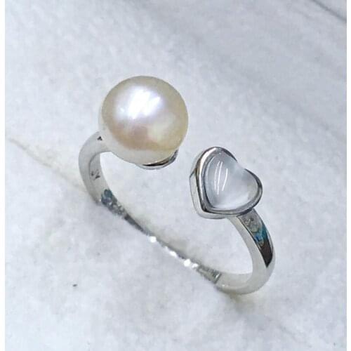 Heart Style 925 Sterling Silver Adjustable Ring Settings Findings Mountings Parts for Pearl Corals Jade Crystal, 5pcs/lot