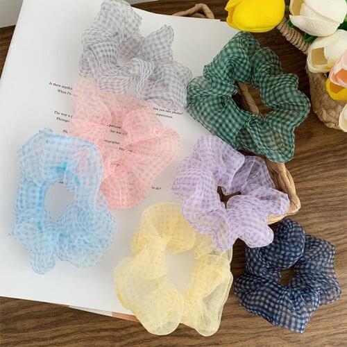 1PC Sweet Hair Scrunchie Organza Chiffon Headwear Women Elastic Hair Band Ponytail Holder Hair Tie Girl Gum Hair Accessories