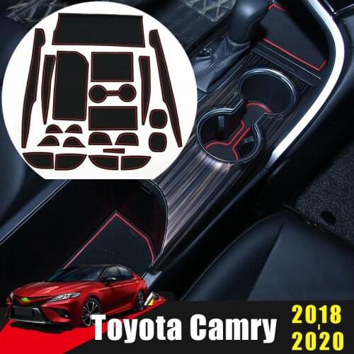 For Toyota Camry XV70 2018 2019 2020 Rubber Car Door Groove Mats Gate slot pad Non-slip Cup Pad Armrest Storage Pads Accessories