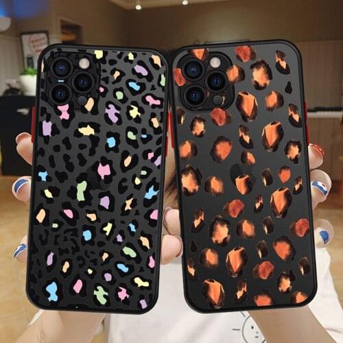 Luxury Leopard grain Shockproof Armor Matte Bumper Clear Case For iPhone 12 Mini 11 Pro Xs Max XR X 6 7 8 Plus SE 2020 Cases