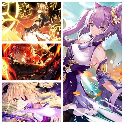 Self-adhesive Wall Sticker Wall Decor Genshin Impact Anime Girl Poster Wall Art Wall Painting Home Decoration Home Decor