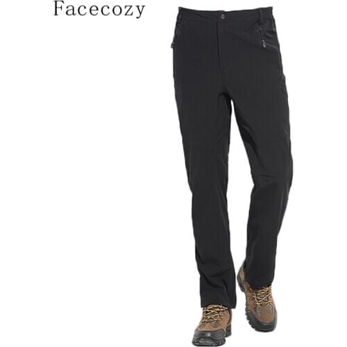 Facecozy Men Summer Outdoor Sports Pants Quick Dry Hiking&Camping Trousers Solid Elastic Nylon Fabric Light Breathable Pants