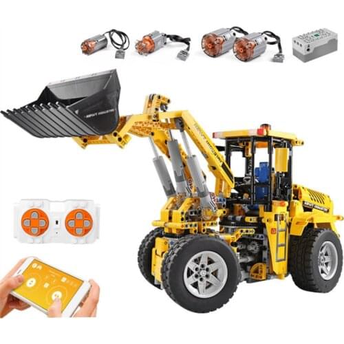 Technical App RC Loader Bulldozer Excavator Truck Bricks Engineering Vehicle Building Blocks Remote Control Toys Kids Boys Gifts
