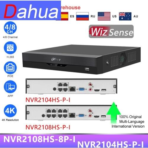 Dahua NVR 4CH 8CH 8PoE 4K NVR2104HS-P-I NVR2108HS-8P-I WizSense Smart Event Video Recorder H.265+ CCTV Surveillance System APP
