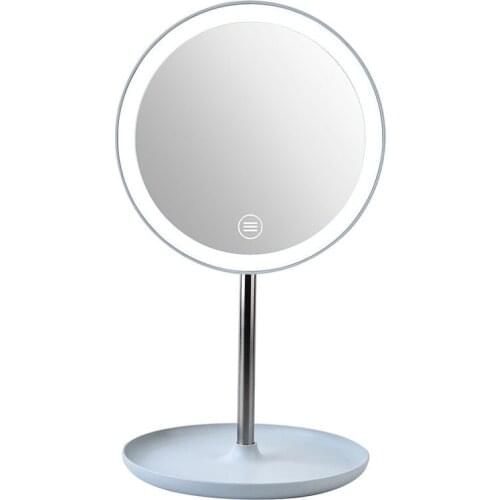 LED Lights Makeup Mirror Touch Swith Adjustable Fill Light Dressing Mirror, USB Charging Rotating Desktop Beauty Cosmetic Mirror