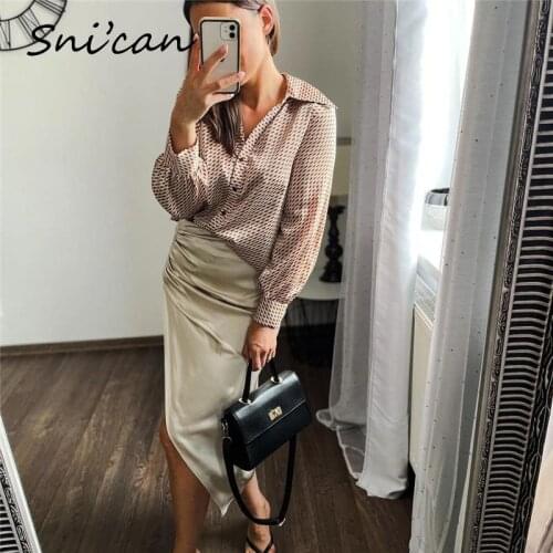 Office Ladies Blouse Za 2021 Women Summer Geometrical Print Female Tops Blusas Feminina Summer fashion Blusas Oversized Shirts