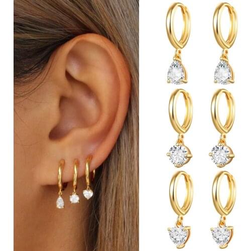High Quality 14K Gold Filled Cubic Zircon Heart Dangle Earrings Korean Style Teardrop CZ Earrings For Women Fashion Gift Jewelry