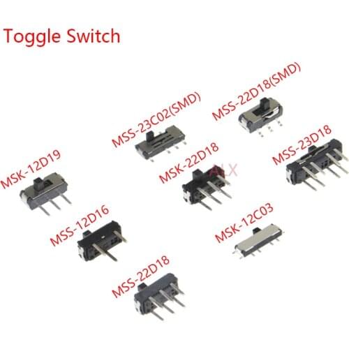 10PCS Slide Switch Micro-power TOGGLE switch 3Pin/6Pin/8Pin Dip/Smd Right Angle 2.0MM/2.54MM/3MM/4.7MM SS12D10/SS12D07/SS12D10