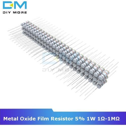 100PCS +5% -5% Metal Oxide Film Resistor 5% 2W 1R-1M Ohm Resistance Diy Electronic Resistor 1K 2.2K 4.7K 5.1K 6.8K 10K 15K 22K