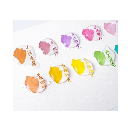 12 Colors Waterproof Macarone Color Ink Set Student Painting Dye Card Color Ink