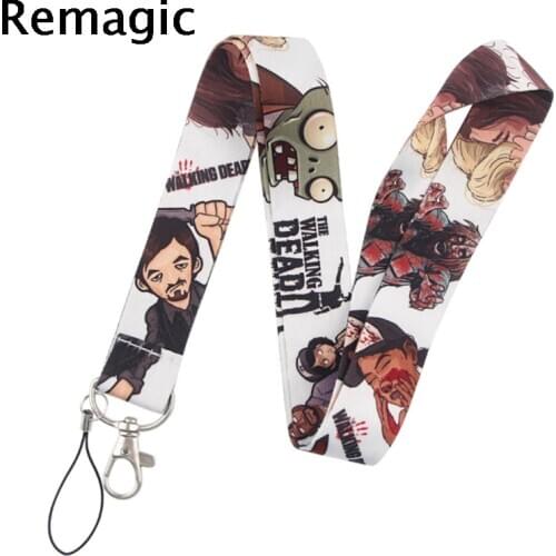 20pcs The Walking Dead Lanyard Keys Phone Holder Funny Neck Strap With Keyring ID Card DIY webbings ribbons Hang Rope ribbons